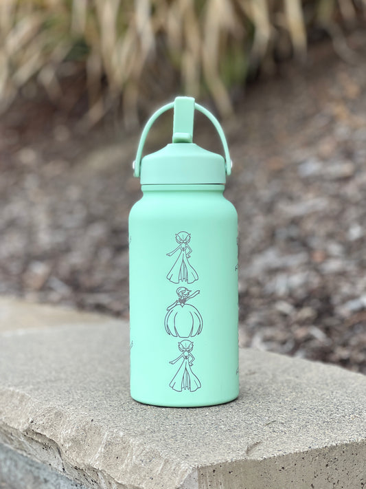 Gardevoir Water Bottle Engraved Coffee Tumbler with Mega Gardevoir Moonblast Waterbottle, Psychic Fairy Thermos Anime Fan Birthday Gift