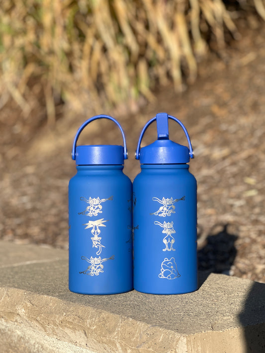 Greninja Water Bottle Engraved Waterbottle with Mega Greninja Coffee Tumbler, Substitute and Ashs Greninja Water Shuriken, Gamer Gift