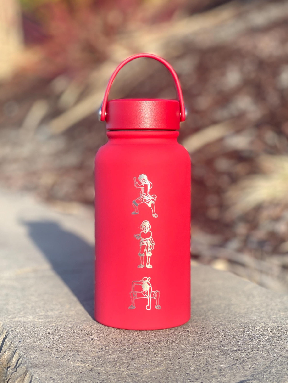 Luffy One Piece Water Bottle Engraved Coffee Tumbler, Gomu Gomu no Mi Devil