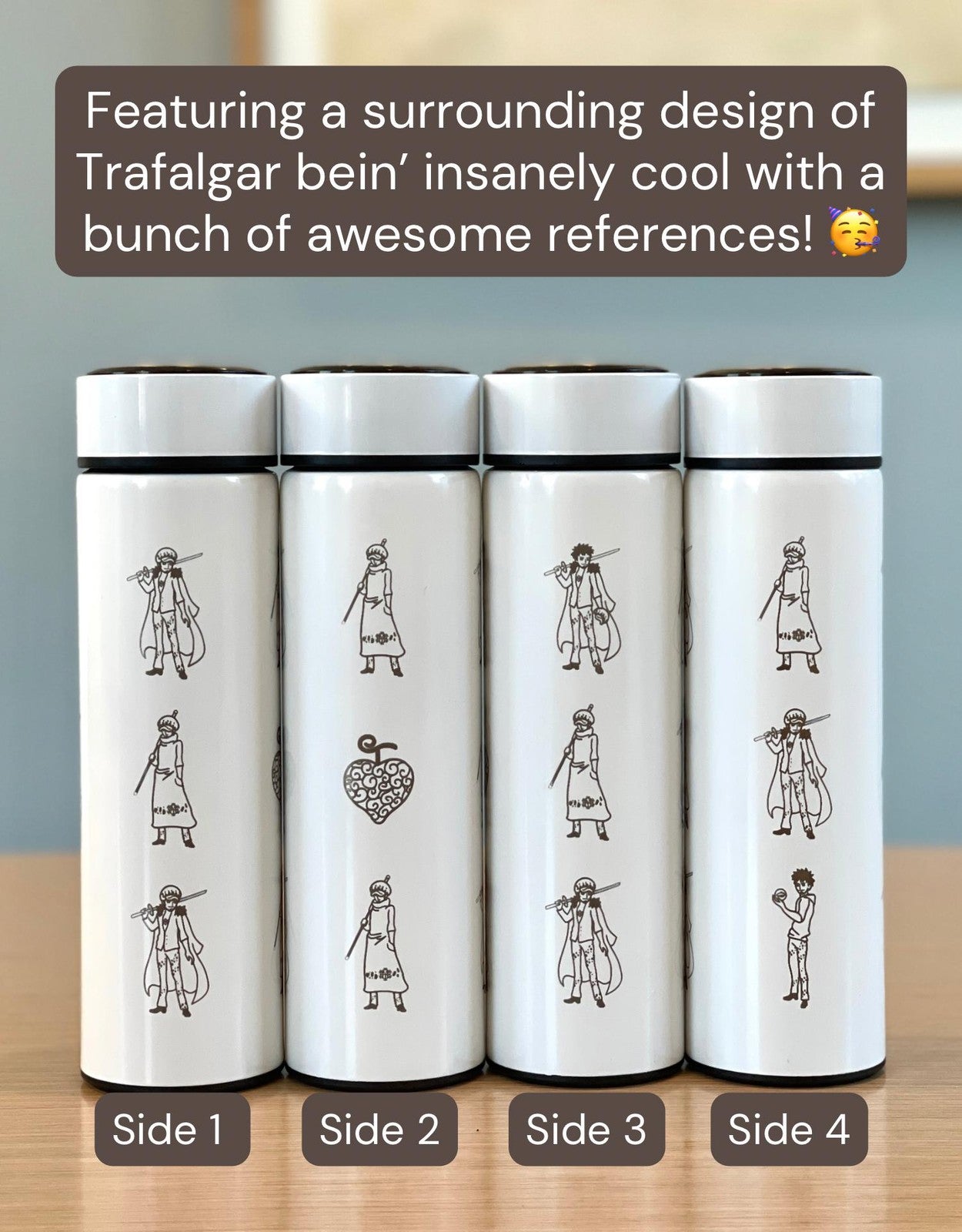 Trafalgar One Piece Coffee Tumbler with Tea Infuser Engraved Water Bottle, Ope