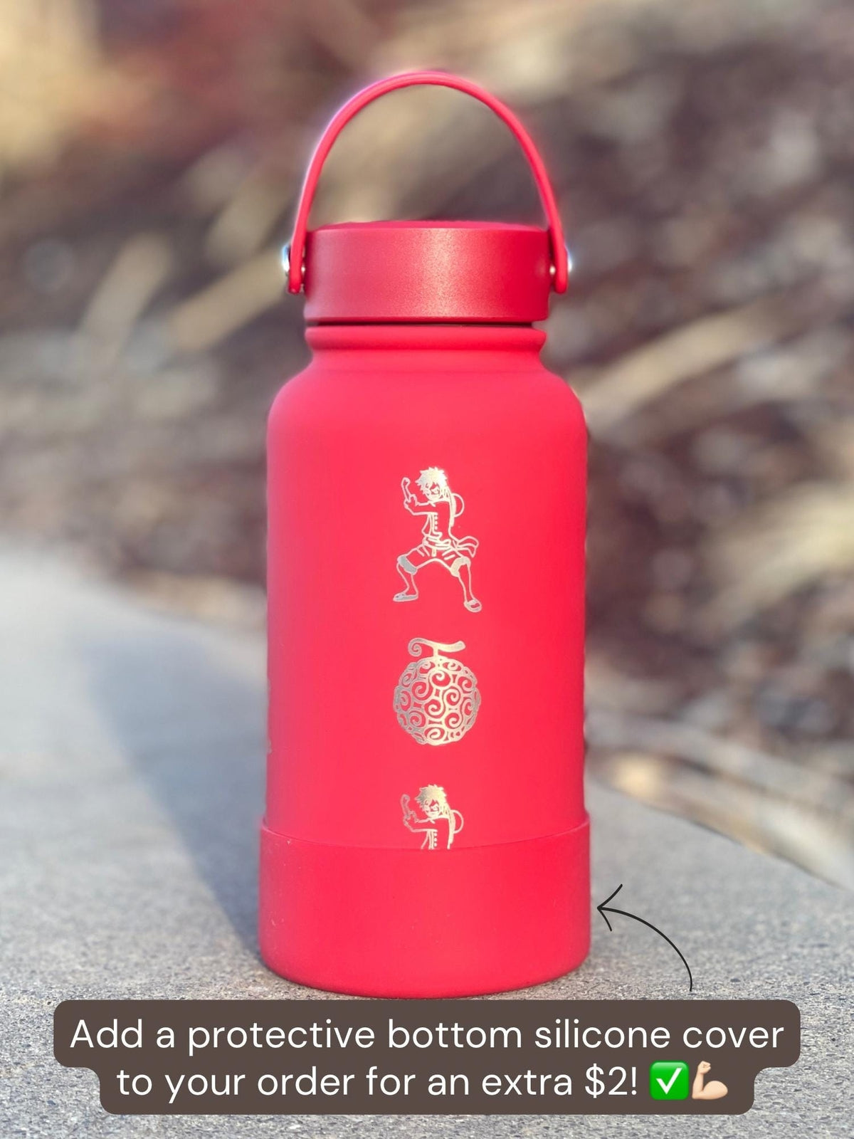 Luffy One Piece Water Bottle Engraved Coffee Tumbler, Gomu Gomu no Mi Devil