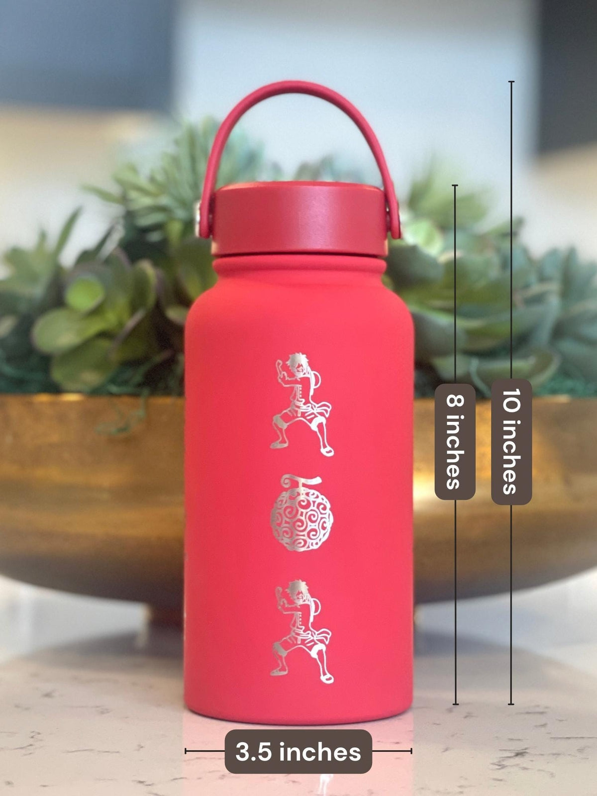 Luffy One Piece Water Bottle Engraved Coffee Tumbler, Gomu Gomu no Mi Devil