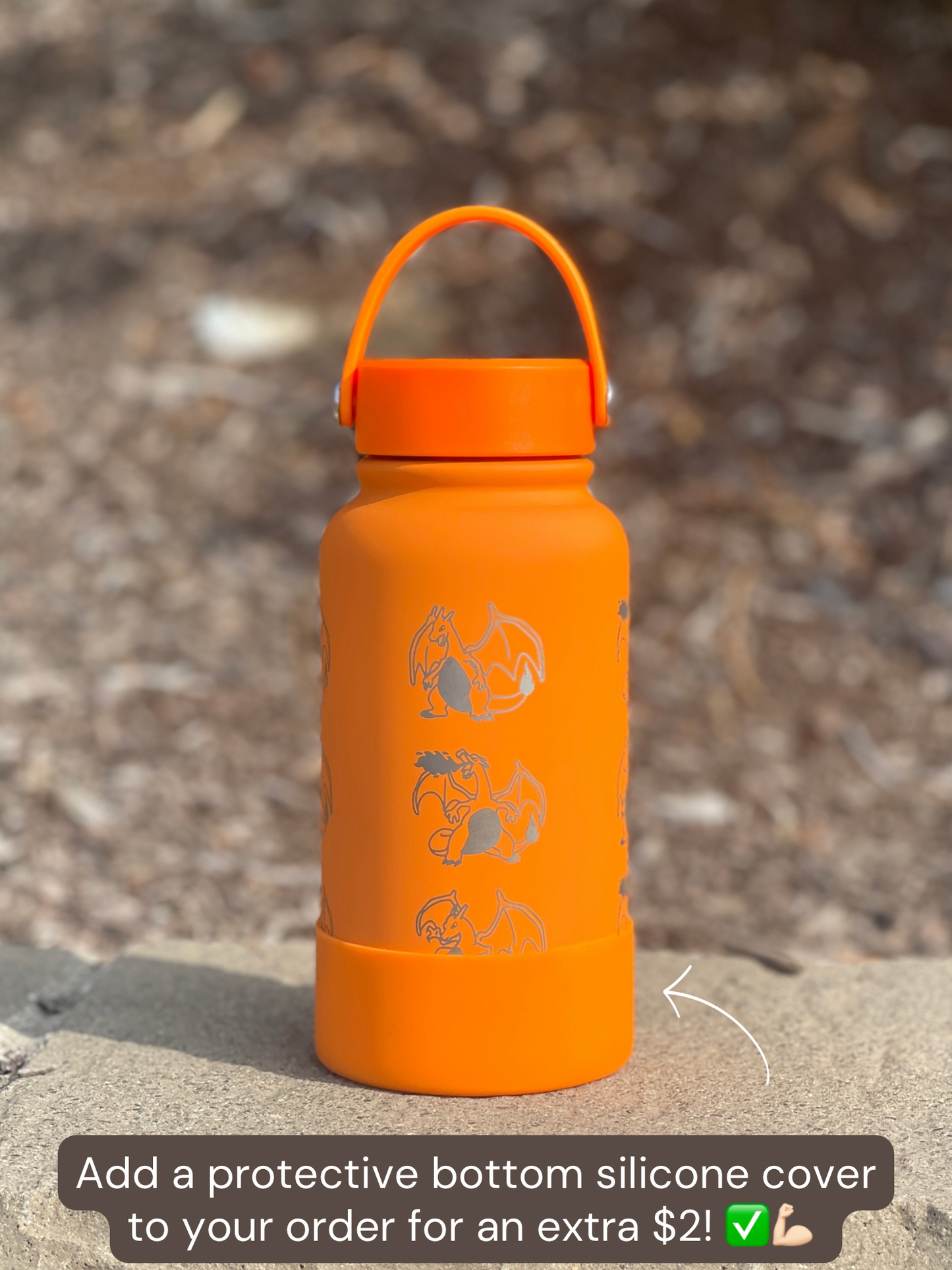 Charizard Water Bottle Engraved Straw Waterbottle with Mega Charizard Y, Kanto Starter Coffee Tumbler Thermos Flask, Gamer Anniversary Gift