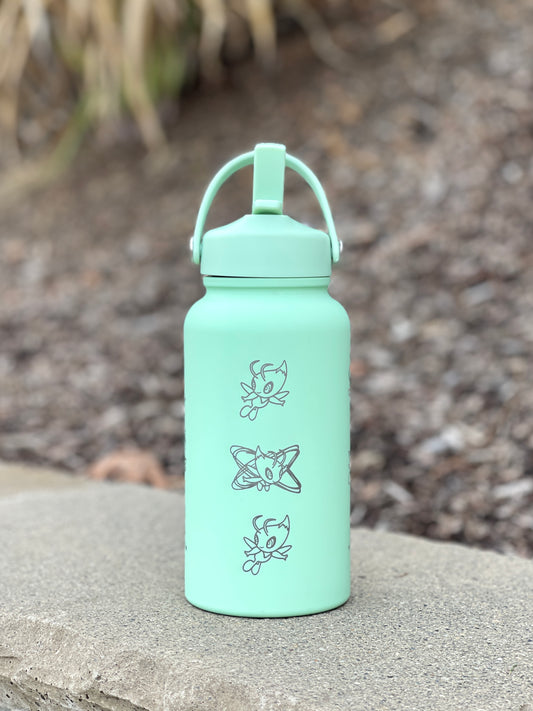 Celebi Water Bottle Engraved Coffee Tumbler with Time Traveling Celebi Johto 4Ever Movie Waterbottle Thermos Anime Fan Birthday Gift