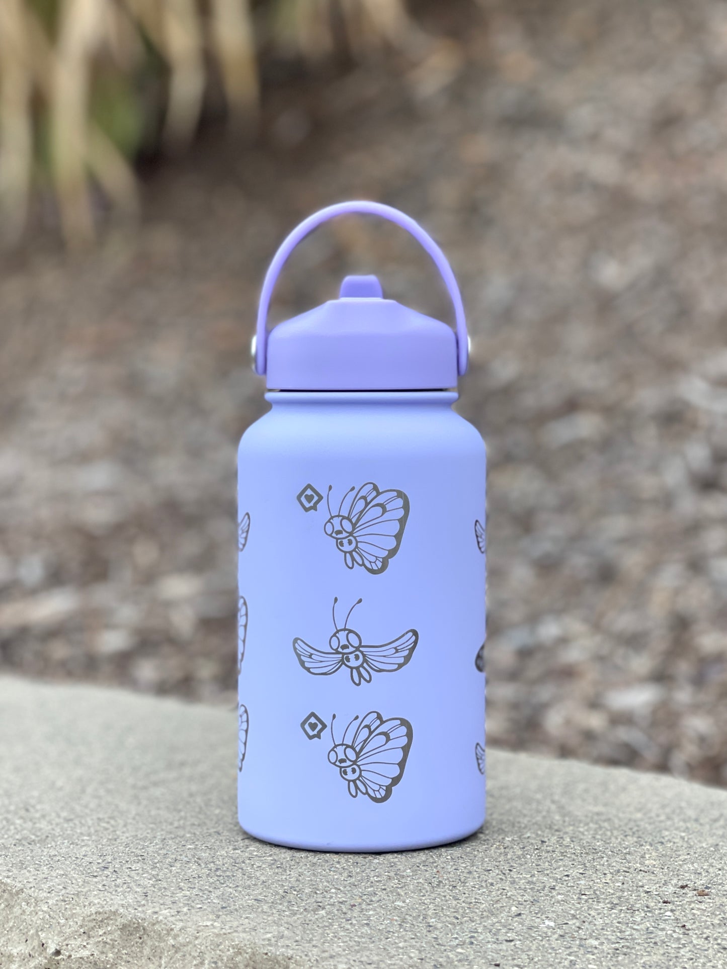 Butterfree Water Bottle Engraved Coffee Tumbler with Gigantamax Butterfree, Cute Butterfly Bug Thermos Anime Fan Birthday Gift