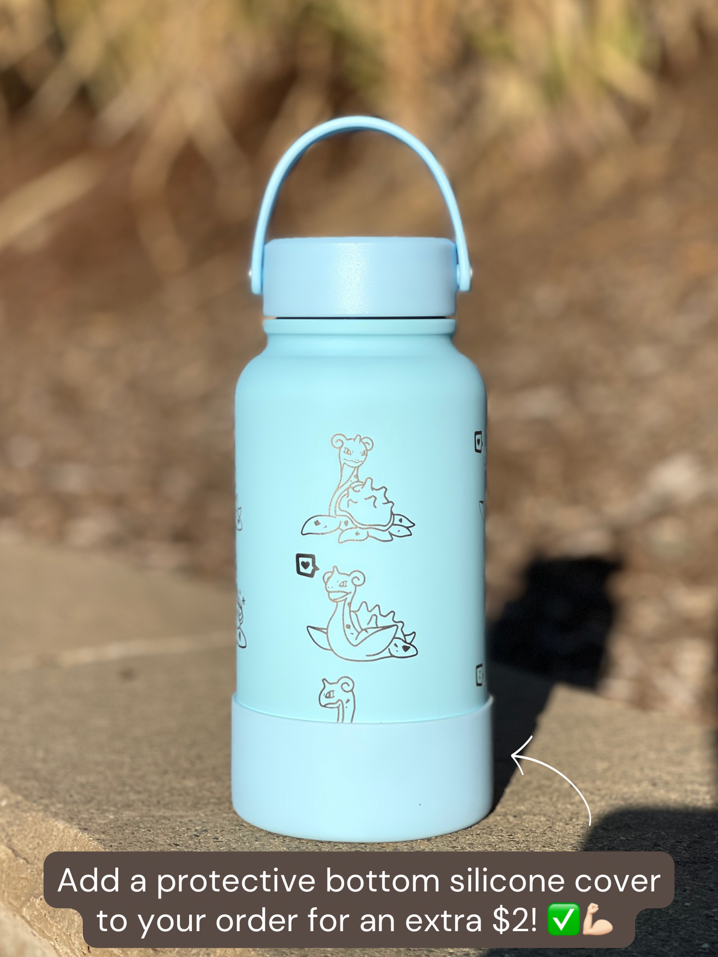 Lapras Water Bottle Engraved Waterbottle with Gigantamax & Sleeping Lapras Coffee Tumbler Thermos Flask, Gamer Anniversary Gift