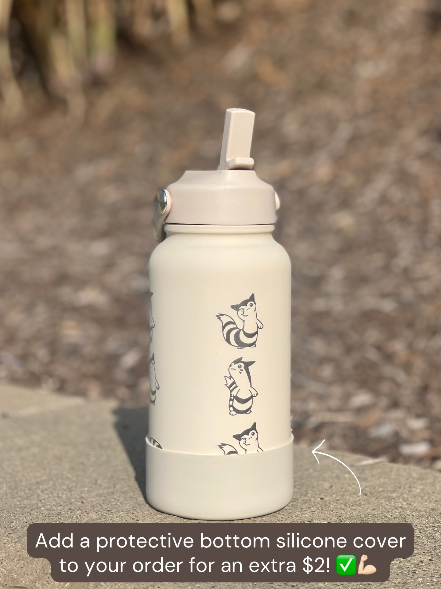 Furret Sentret Water Bottle Engraved Straw Waterbottle with Sleeping Furret, Cute Coffee Tumbler Thermos Flask, Gamer Anniversary Gift