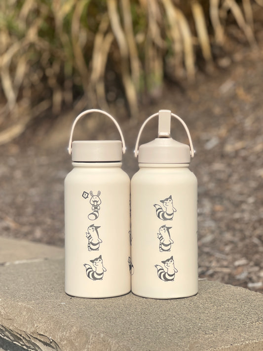 Furret Sentret Water Bottle Engraved Straw Waterbottle with Sleeping Furret, Cute Coffee Tumbler Thermos Flask, Gamer Anniversary Gift