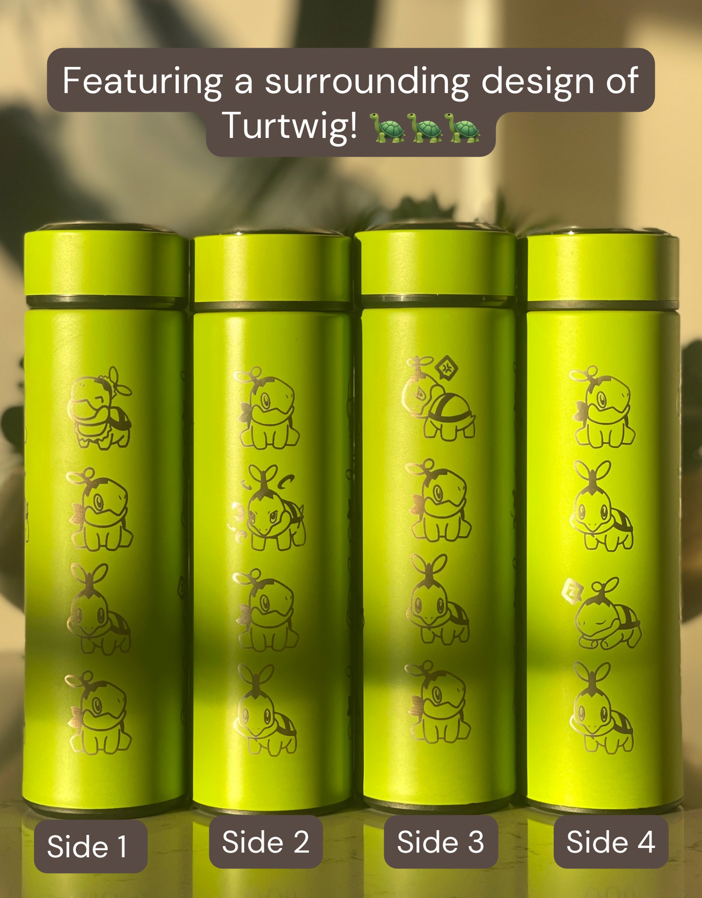 Turtwig Coffee Tumbler Tea Infuser with Sleeping & Angry Turtwig Maid  Waterbottle, Sinnoh Grass Starter Bottle Travel Mug, Anime Fan Birthday Gift