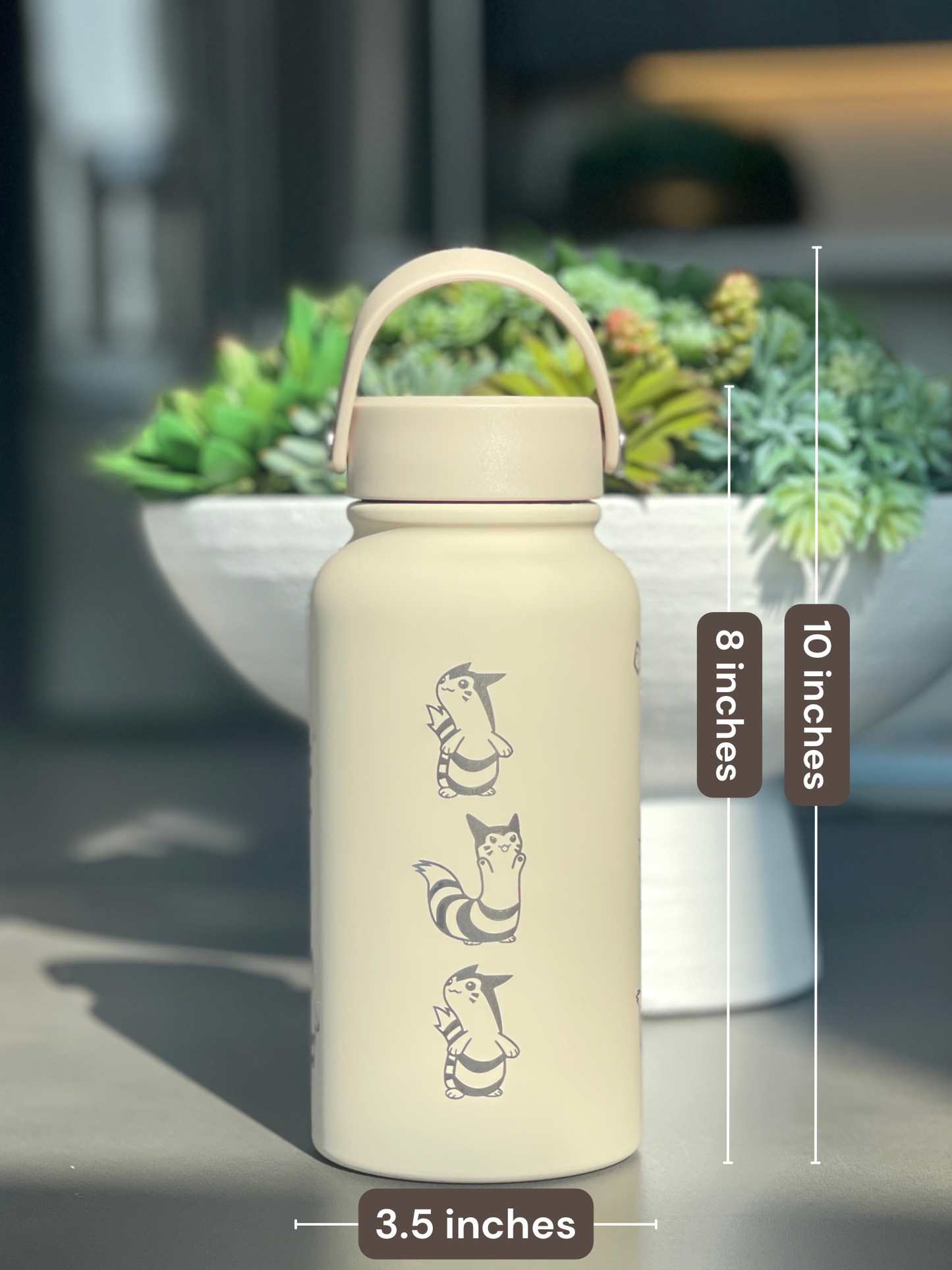Furret Sentret Water Bottle Engraved Straw Waterbottle with Sleeping Furret, Cute Coffee Tumbler Thermos Flask, Gamer Anniversary Gift