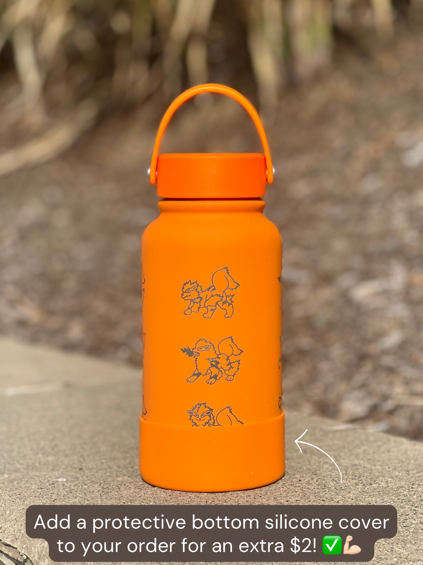 Arcanine Straw Water Bottle with Hisuian Arcanine Engraved Coffee Tumbler Gamer Waterbottle, Growlithe Fan Birthday Tea Flask Gift