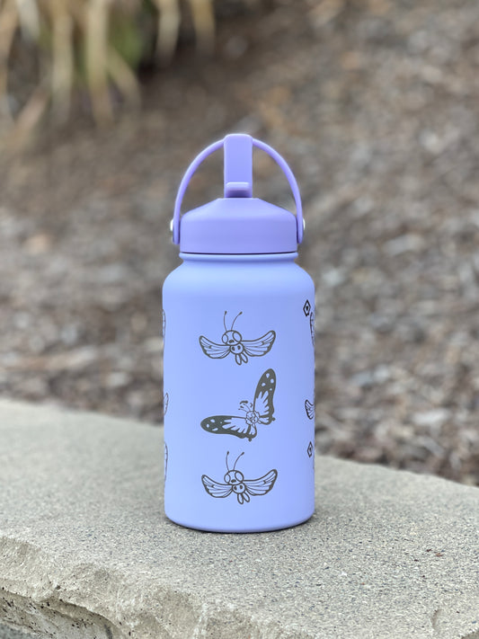Butterfree Water Bottle Engraved Coffee Tumbler with Gigantamax Butterfree, Cute Butterfly Bug Thermos Anime Fan Birthday Gift