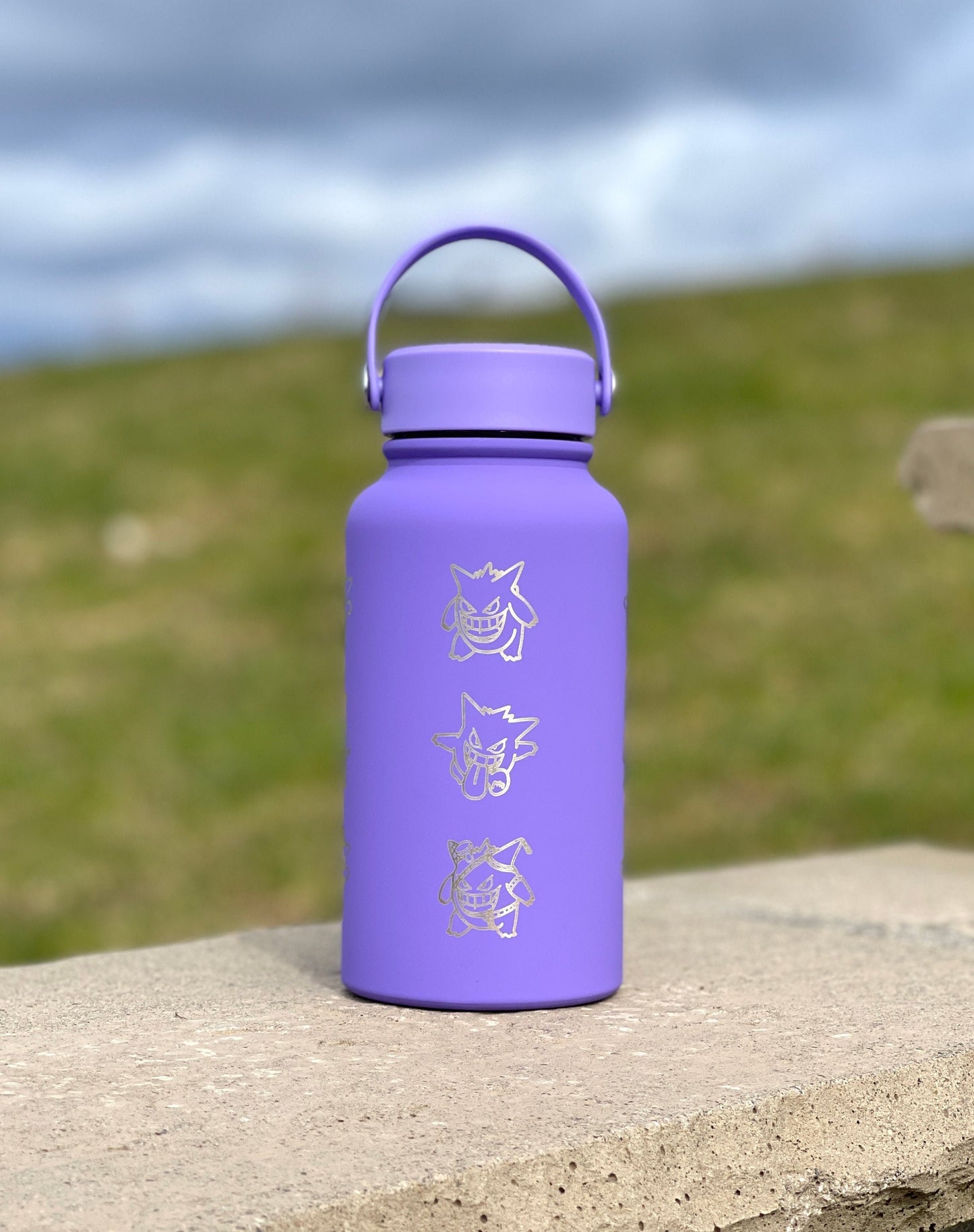 Gengar tumbler water bottle with pokemon go event halloween witch hat and trick & treats cursed costume gengar, ghost coffee travel mug gift