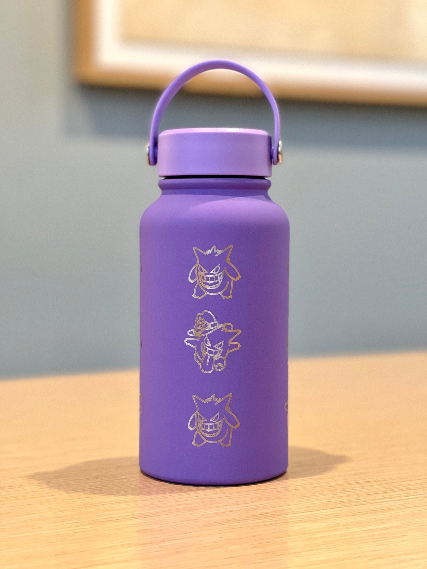 Gengar tumbler water bottle with pokemon go event halloween witch hat and trick & treats cursed costume gengar, ghost coffee travel mug gift