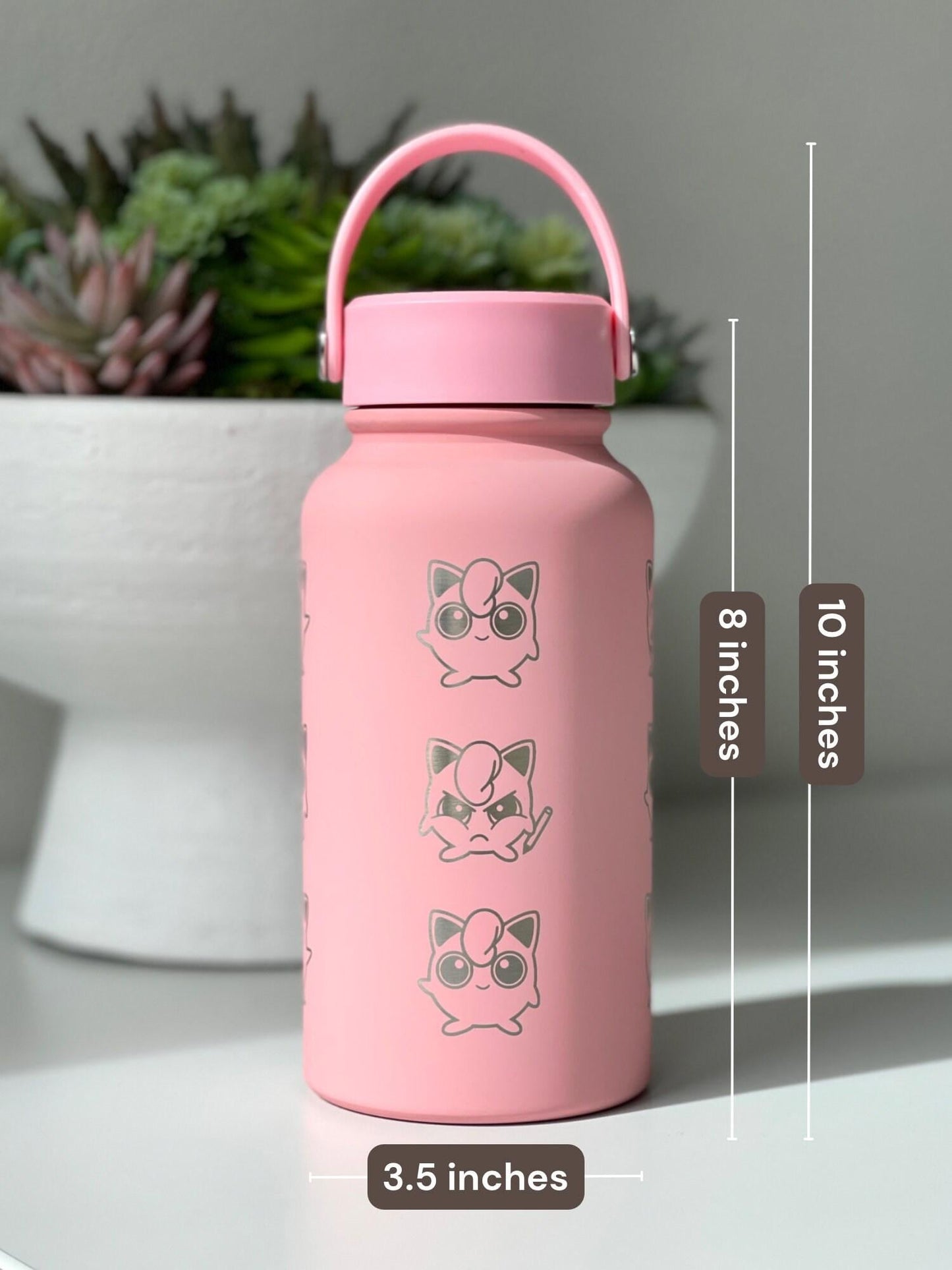 Cute Jigglypuff Tumbler Waterbottle with Mic Singing and Angry Jigglypuffs with Marker, Funny Pokemon Coffee Travel Mug Cup Birthday Gifts
