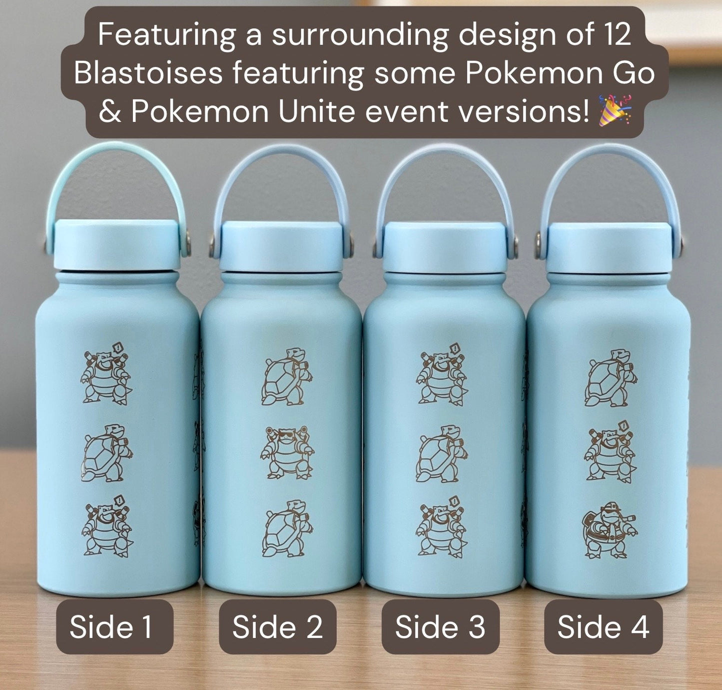 Blastoise Tumbler Water Bottle with Go Event Sunglass Glasses & Unite Firefighter Costume, Flask Thermos Coffee Travel Mug Fan Gift
