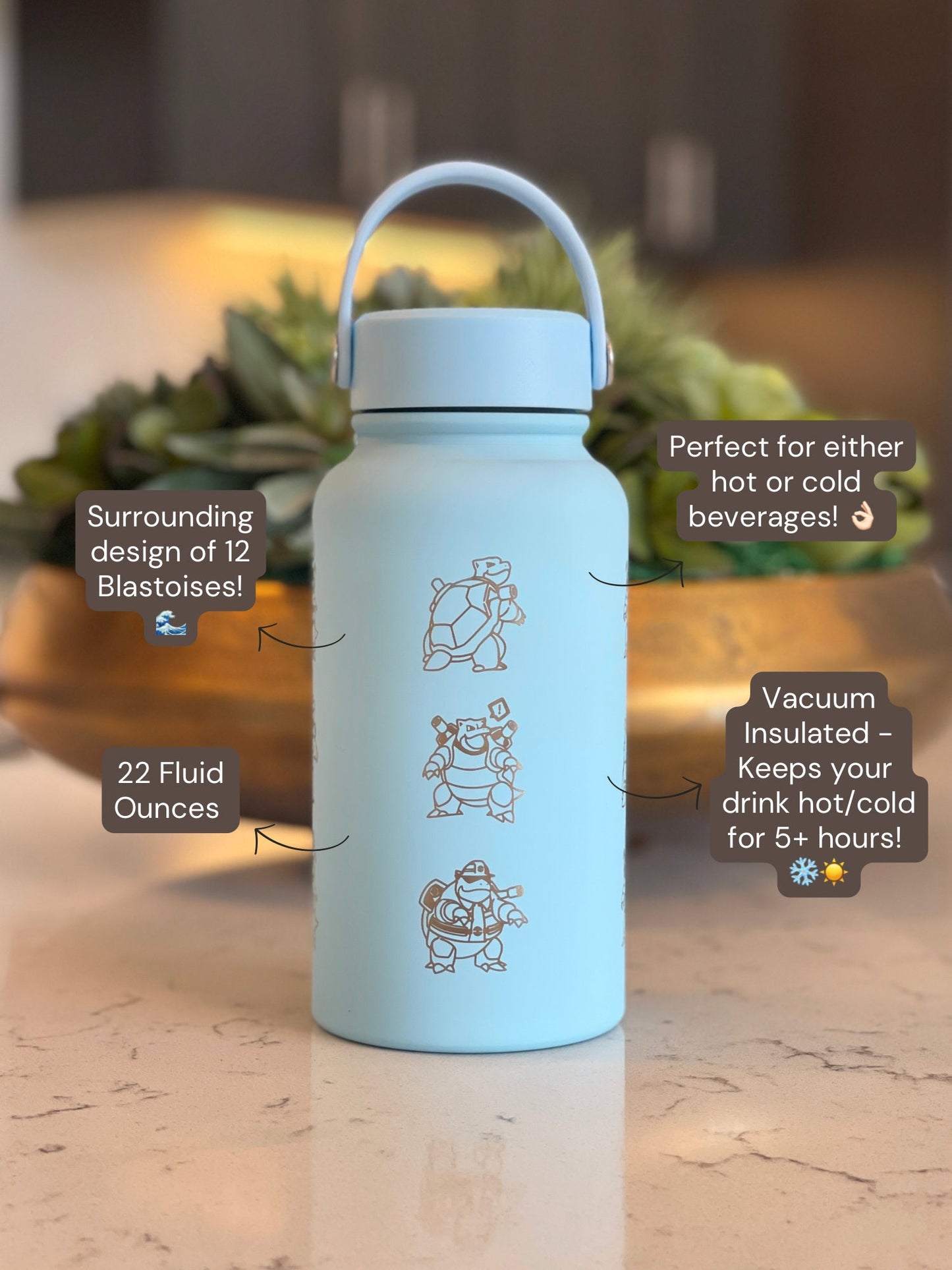 Blastoise Tumbler Water Bottle with Go Event Sunglass Glasses & Unite Firefighter Costume, Flask Thermos Coffee Travel Mug Fan Gift