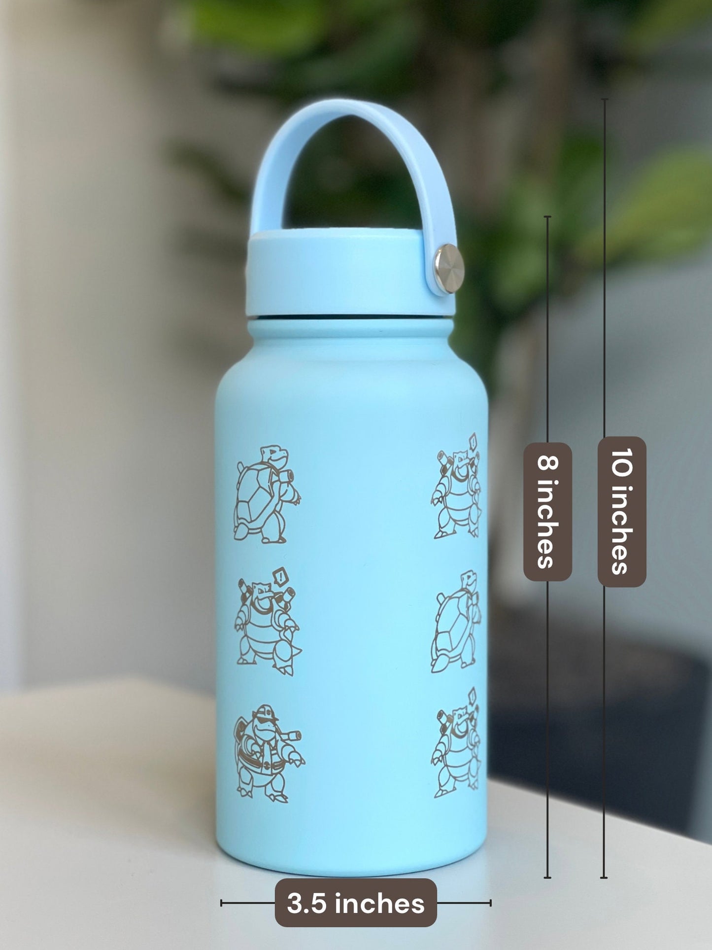 Blastoise Tumbler Water Bottle with Go Event Sunglass Glasses & Unite Firefighter Costume, Flask Thermos Coffee Travel Mug Fan Gift
