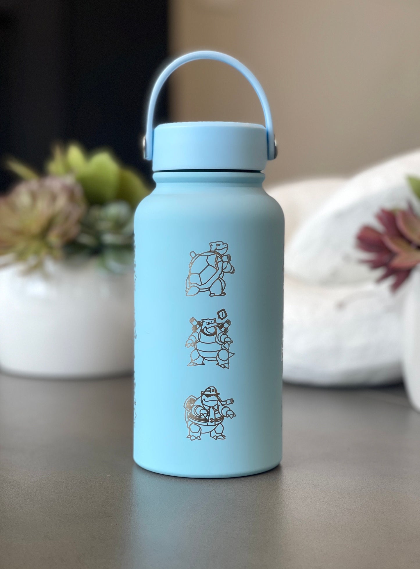 Blastoise Tumbler Water Bottle with Go Event Sunglass Glasses & Unite Firefighter Costume, Flask Thermos Coffee Travel Mug Fan Gift