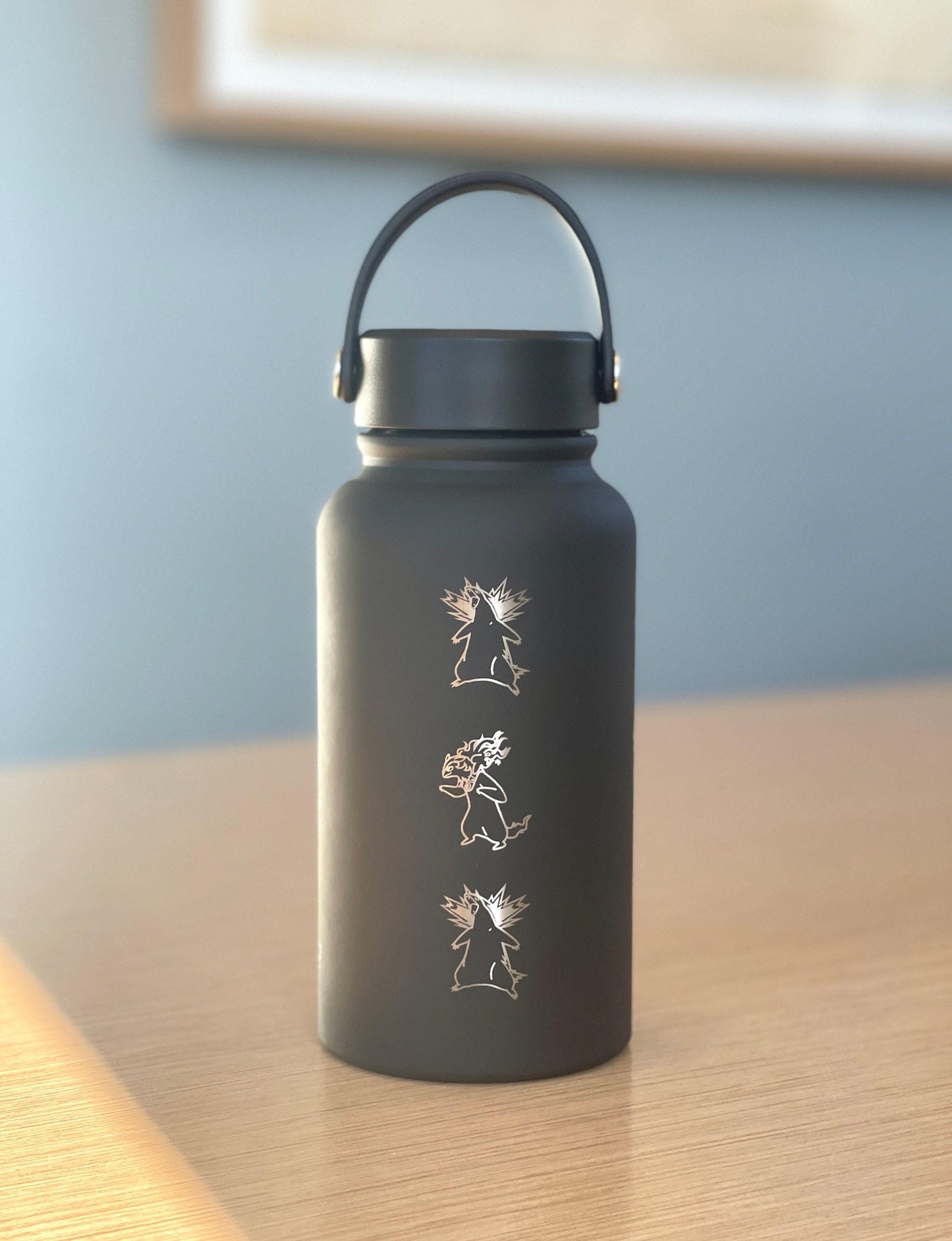 Typhlosion Pokemon Water Bottle with Hisuian Typhlosion, Waterbottle Coffee Tumbler with Tea Infuser, Johto Anime Fan Travel Mug Gift