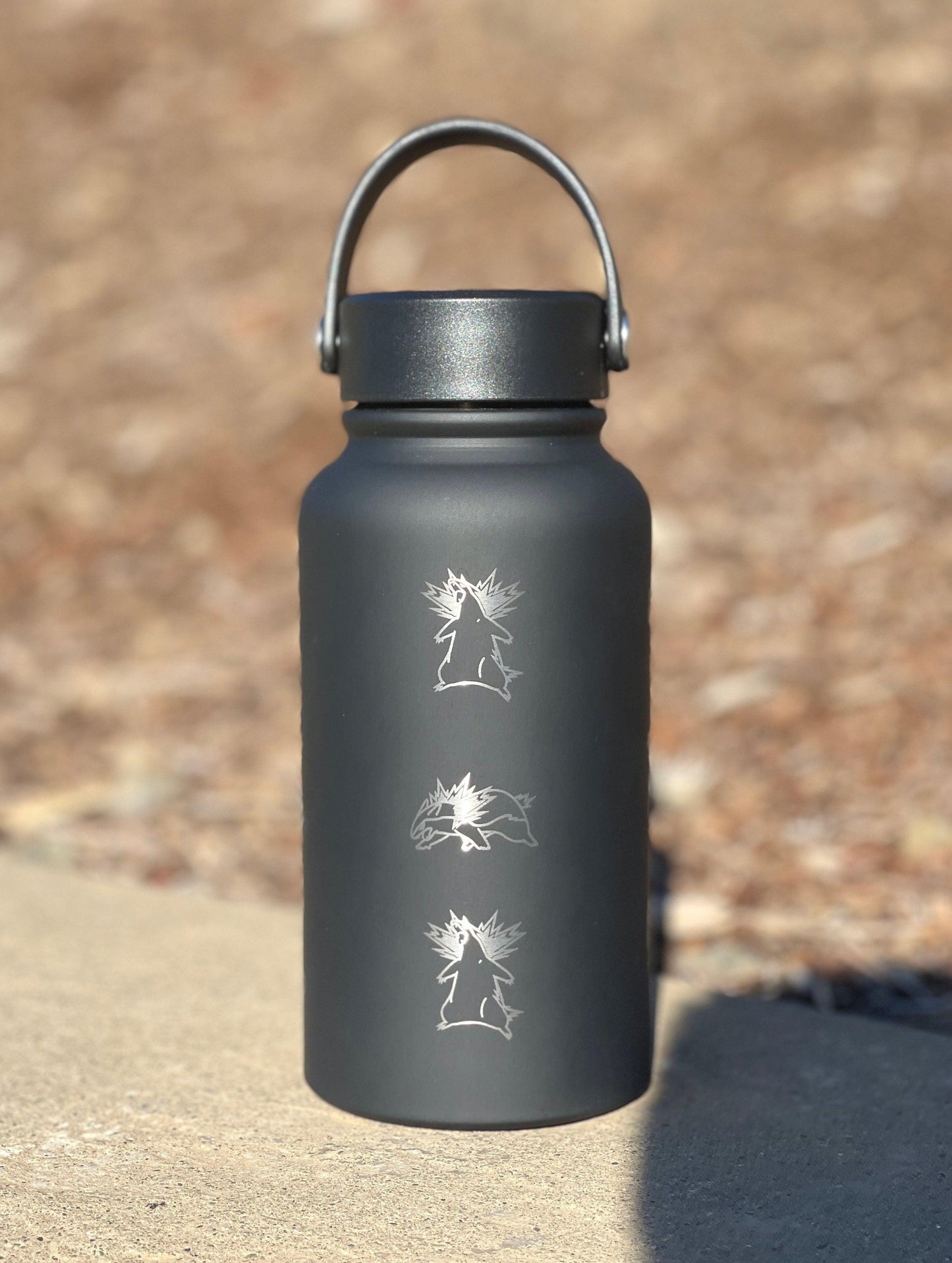 Typhlosion Pokemon Water Bottle with Hisuian Typhlosion, Waterbottle Coffee Tumbler with Tea Infuser, Johto Anime Fan Travel Mug Gift
