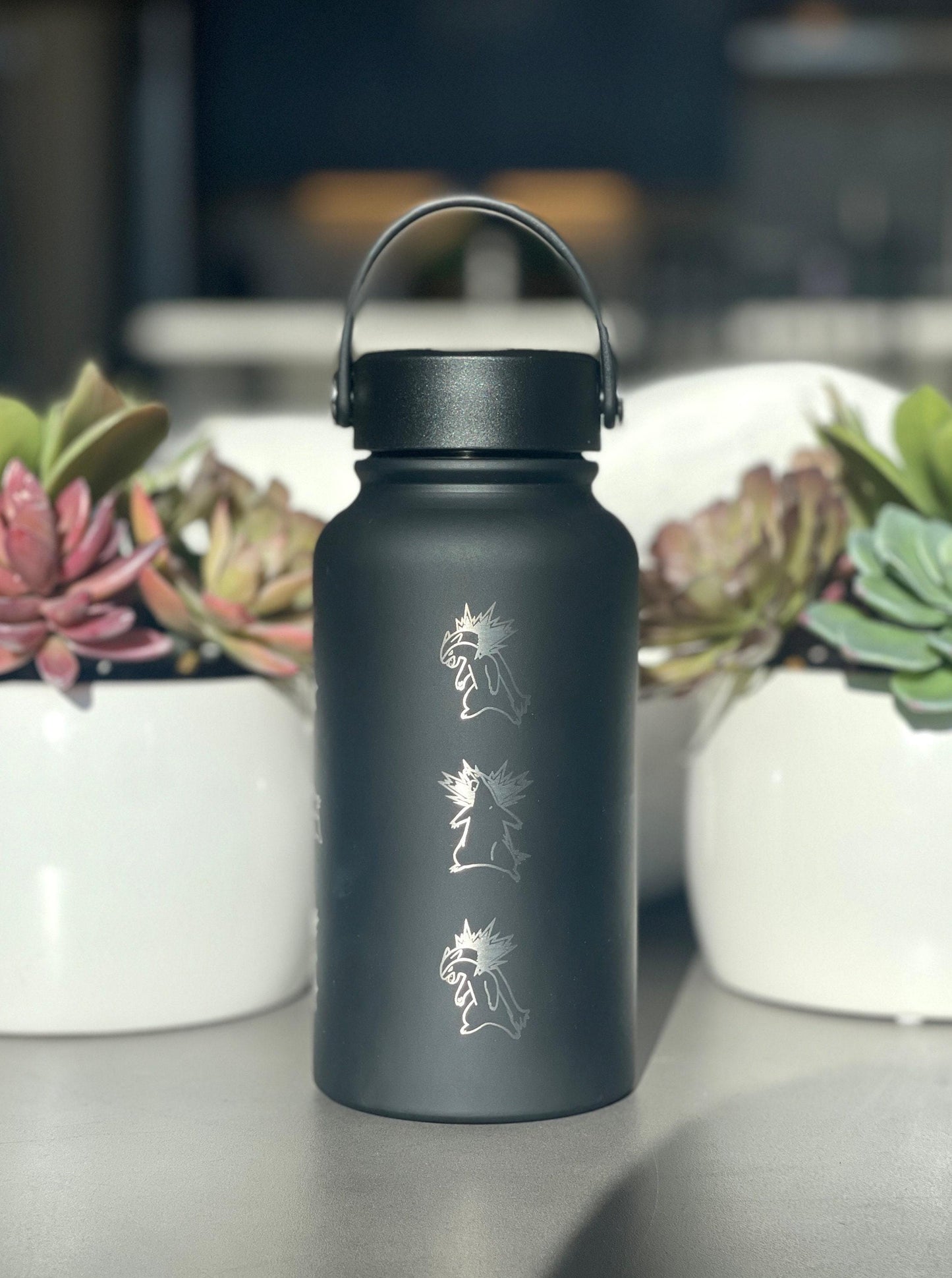 Typhlosion Pokemon Water Bottle with Hisuian Typhlosion, Waterbottle Coffee Tumbler with Tea Infuser, Johto Anime Fan Travel Mug Gift