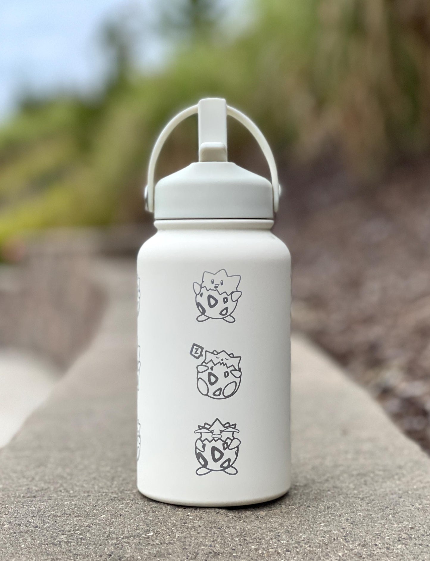 Cute Togepi Straw Waterbottle, Funny Togepi with Banana Egg Water Bottle Coffee Tumbler, Anime Gamer Fan Travel Mug Cup Drinkware Birthday Gift