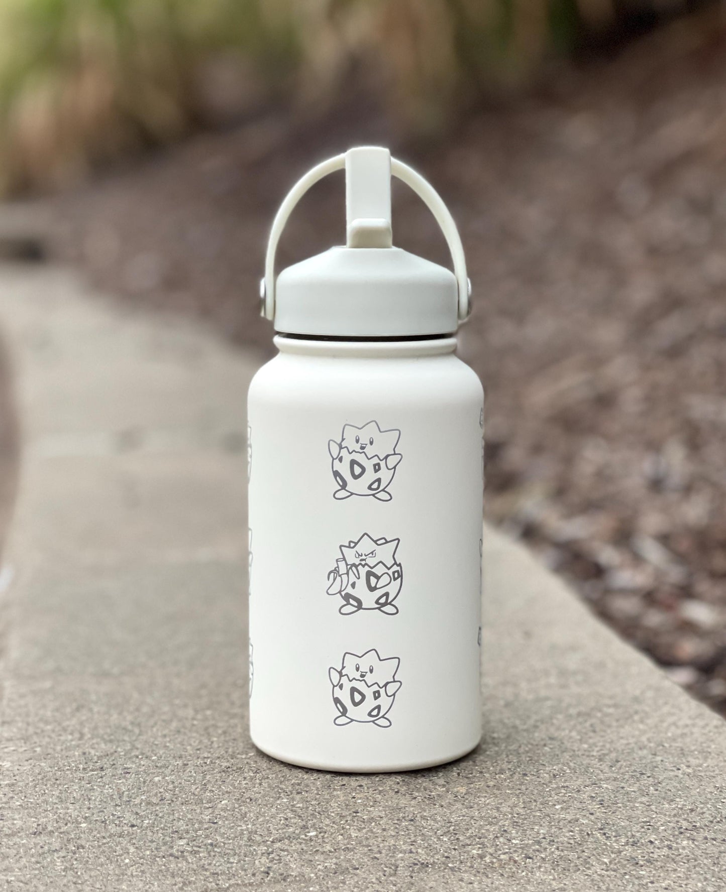 Cute Togepi Straw Waterbottle, Funny Togepi with Banana Egg Water Bottle Coffee Tumbler, Anime Gamer Fan Travel Mug Cup Drinkware Birthday Gift