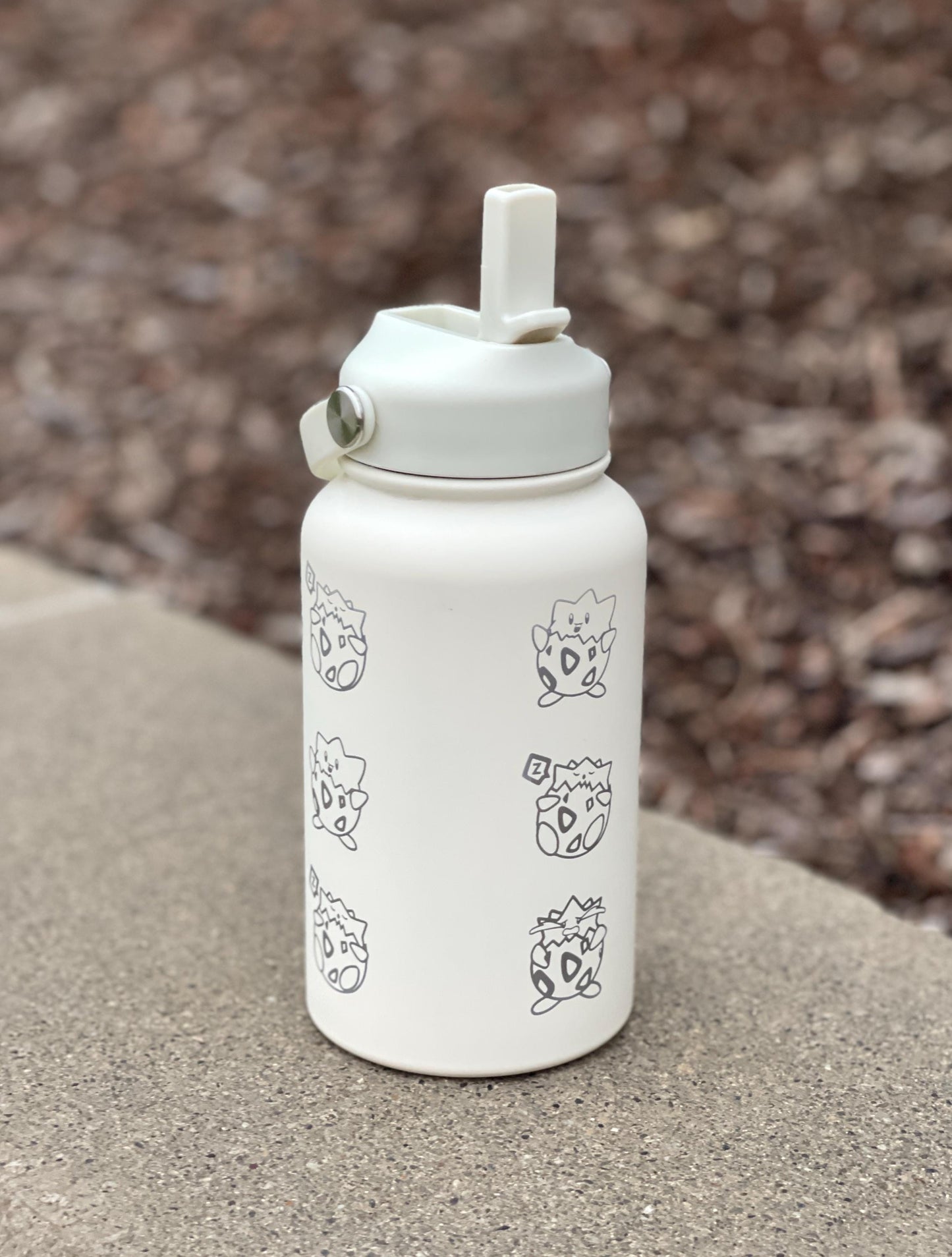Cute Togepi Straw Waterbottle, Funny Togepi with Banana Egg Water Bottle Coffee Tumbler, Anime Gamer Fan Travel Mug Cup Drinkware Birthday Gift