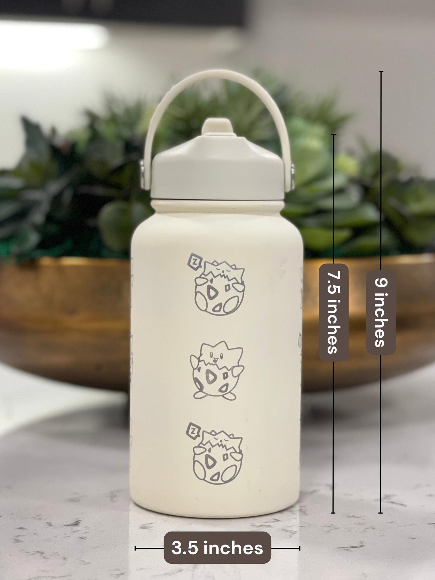 Cute Togepi Straw Waterbottle, Funny Togepi with Banana Egg Water Bottle Coffee Tumbler, Anime Gamer Fan Travel Mug Cup Drinkware Birthday Gift
