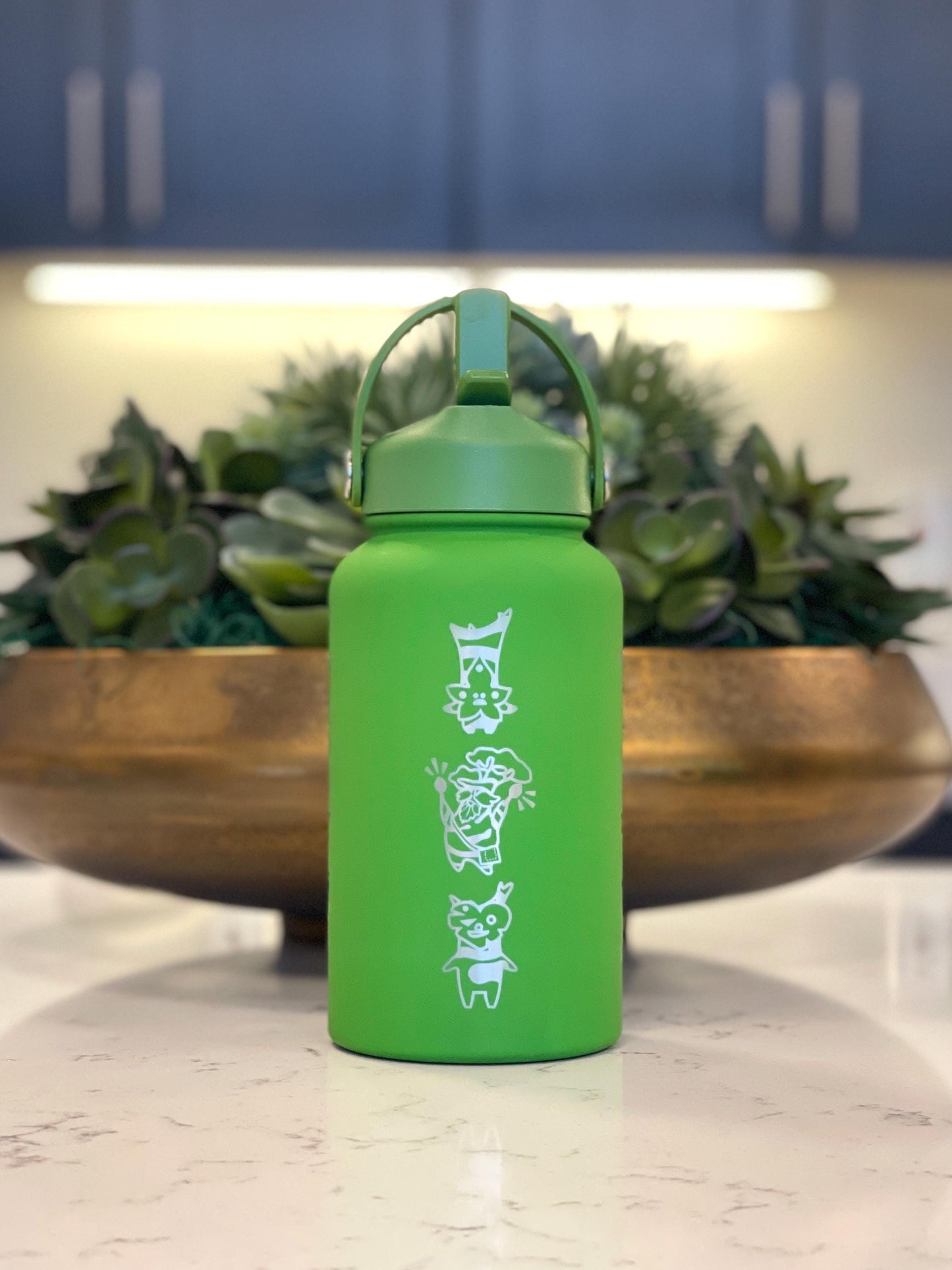 Korok Water Bottle Engraved Coffee Tumbler with Grandpa Hestu, Legend of Zelda Breath of the Wild Waterbottle, Kokiri Forest Gamer Gift