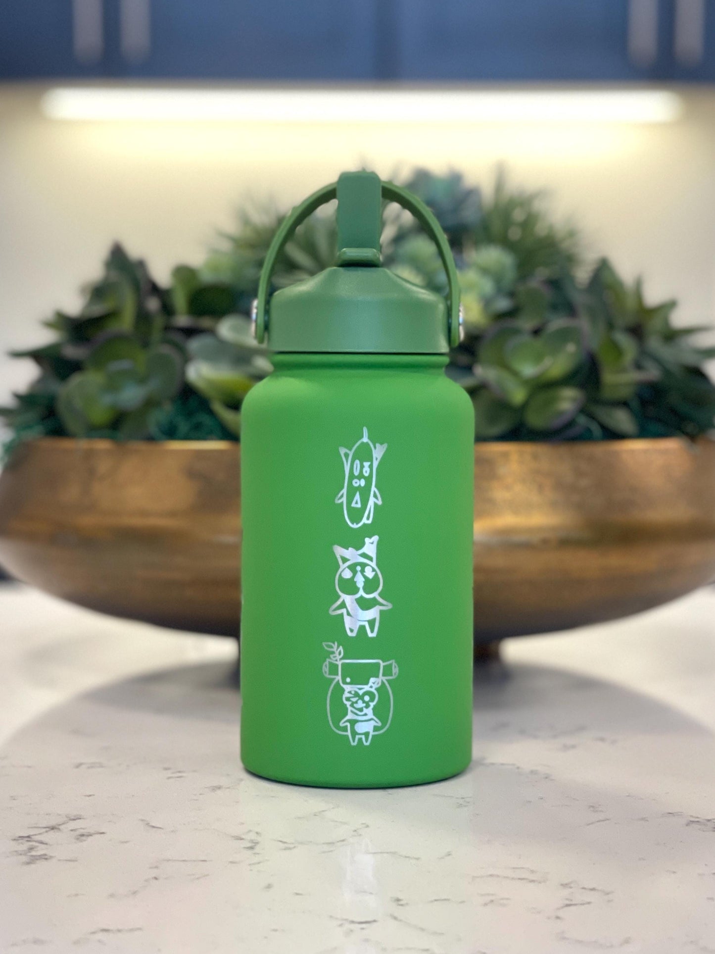 Korok Water Bottle Engraved Coffee Tumbler with Grandpa Hestu, Legend of Zelda Breath of the Wild Waterbottle, Kokiri Forest Gamer Gift