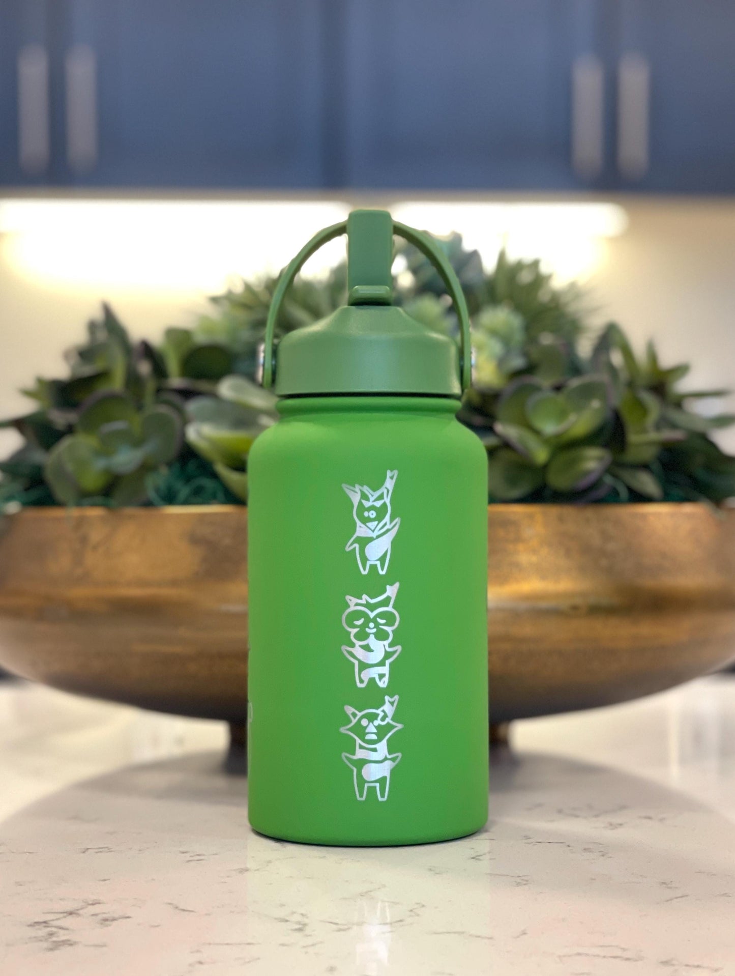 Korok Water Bottle Engraved Coffee Tumbler with Grandpa Hestu, Legend of Zelda Breath of the Wild Waterbottle, Kokiri Forest Gamer Gift