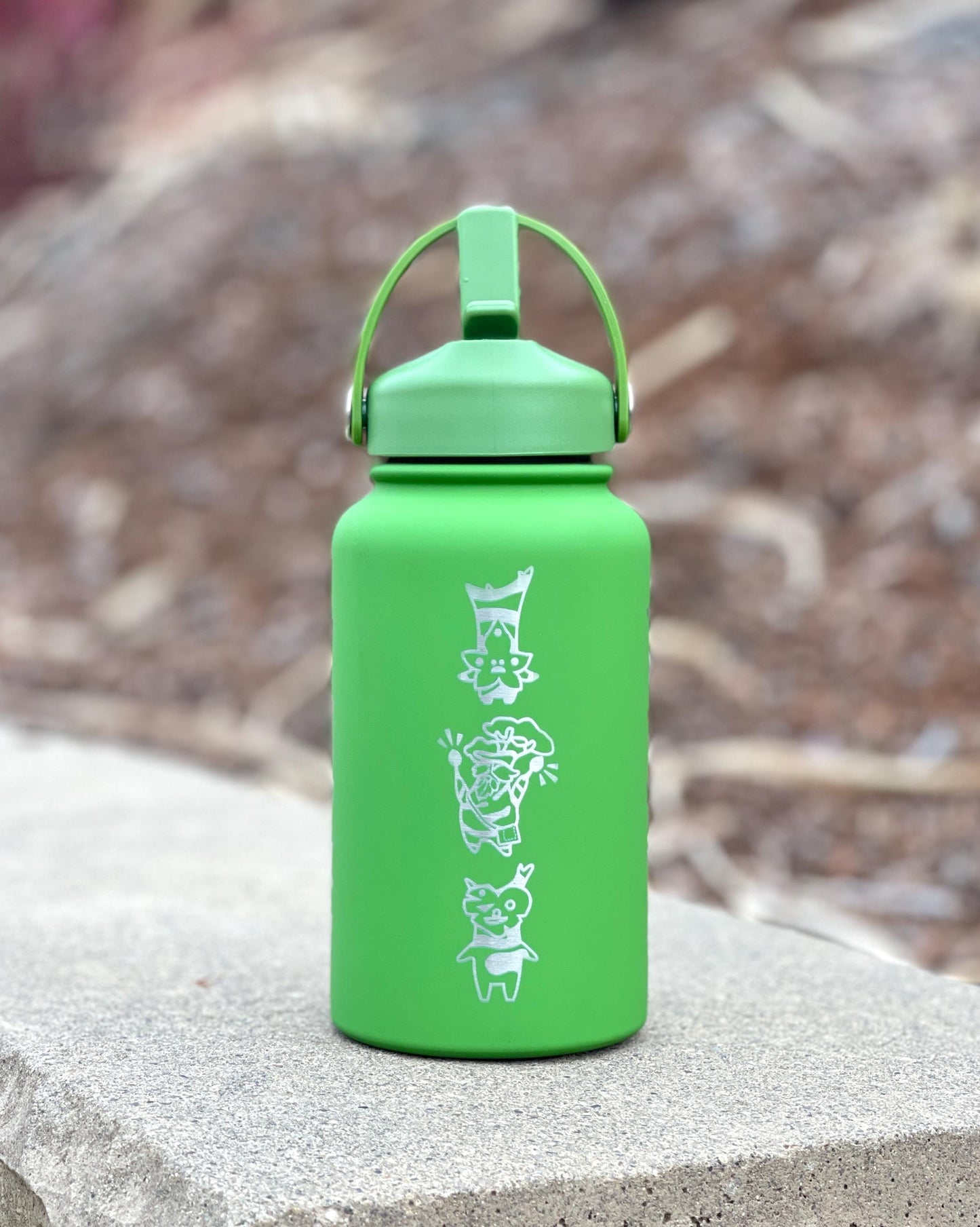 Korok Water Bottle Engraved Coffee Tumbler with Grandpa Hestu, Legend of Zelda Breath of the Wild Waterbottle, Kokiri Forest Gamer Gift