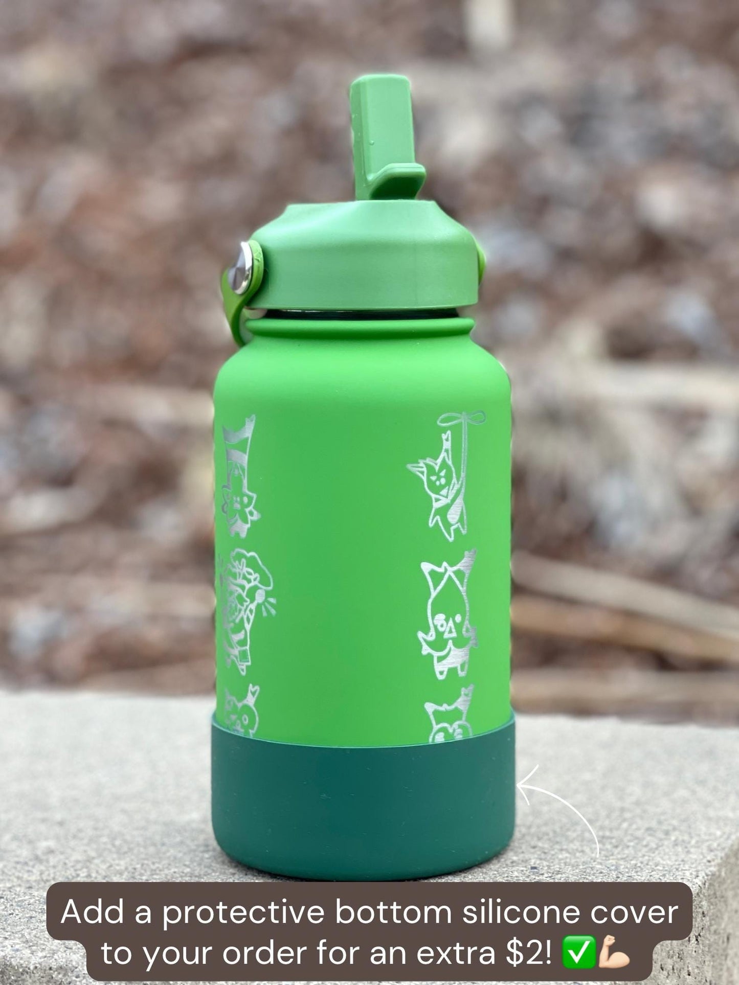Korok Water Bottle Engraved Coffee Tumbler with Grandpa Hestu, Legend of Zelda Breath of the Wild Waterbottle, Kokiri Forest Gamer Gift