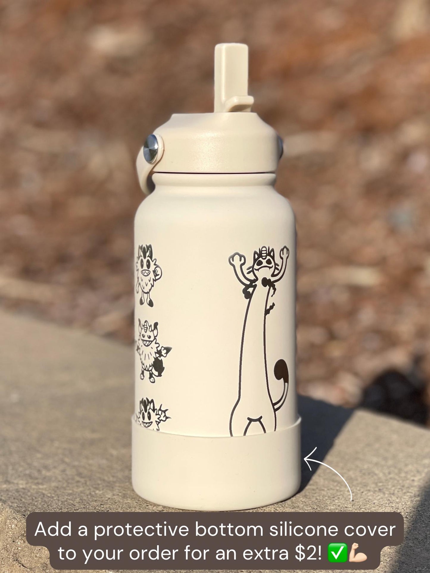 Meowth Persian Water Bottle Engraved Coffee Tumbler with Perrserker Alolan Galarian & Gigantamax Version, Team Rocket Anime Waterbottle Gift