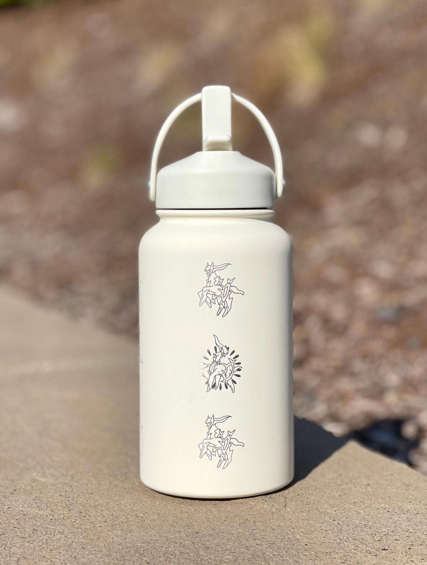 Arceus Pokemon Water Bottle with Straw Handle, Pokemon Legends Sinnoh Mythical Waterbottle Coffee Tumbler, Anime Fan Travel Mug Cup Gift