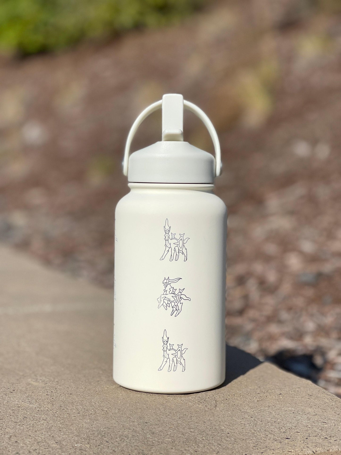 Arceus Pokemon Water Bottle with Straw Handle, Pokemon Legends Sinnoh Mythical Waterbottle Coffee Tumbler, Anime Fan Travel Mug Cup Gift