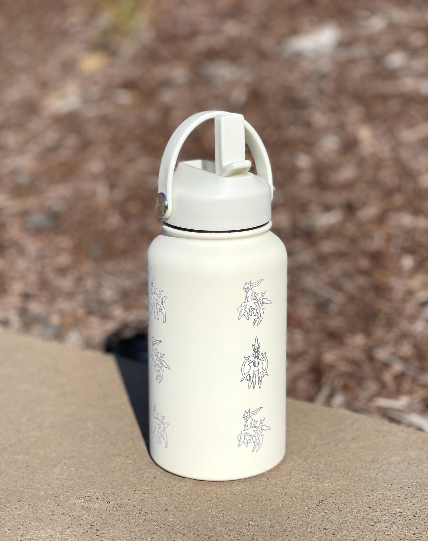 Arceus Pokemon Water Bottle with Straw Handle, Pokemon Legends Sinnoh Mythical Waterbottle Coffee Tumbler, Anime Fan Travel Mug Cup Gift