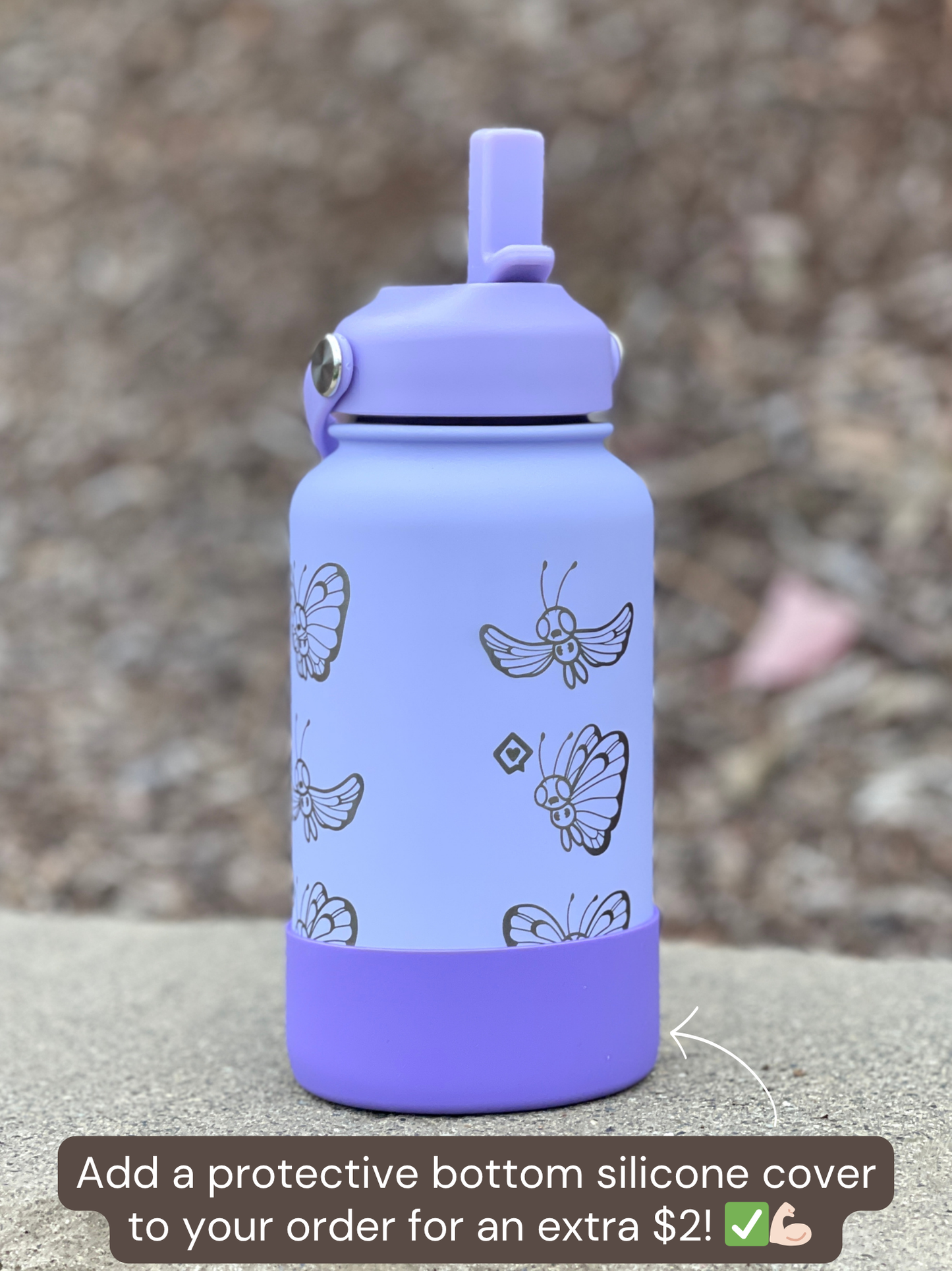 Butterfree Water Bottle Engraved Coffee Tumbler with Gigantamax Butterfree, Cute Butterfly Bug Thermos Anime Fan Birthday Gift