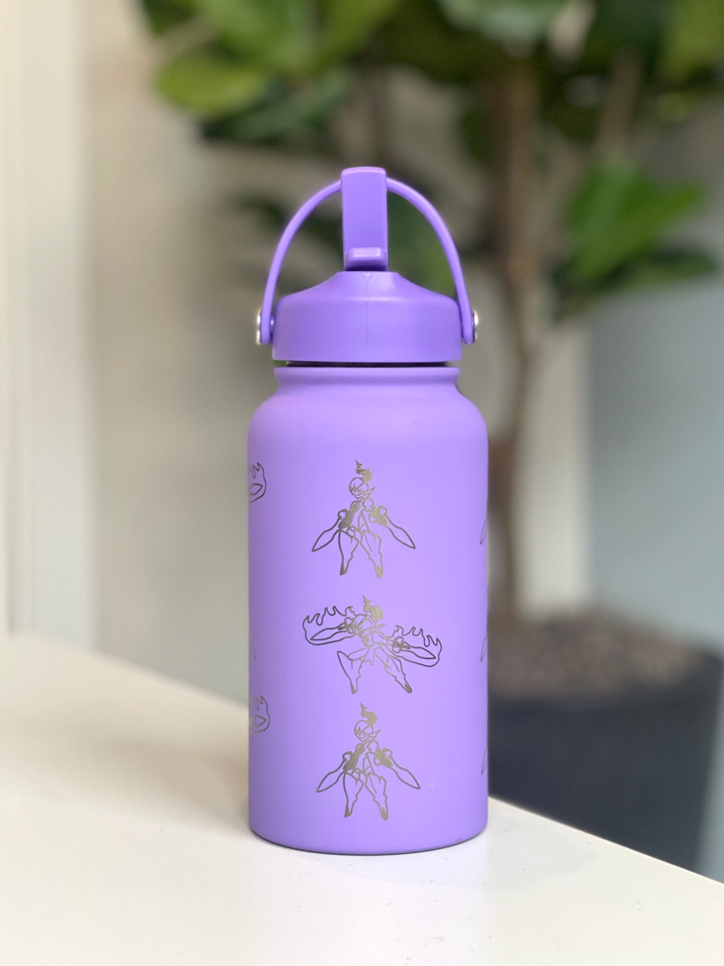 Ceruledge Water Bottle Engraved Waterbottle with Ceruledge Night Slash, Paldea Coffee Tumbler Thermos, Scarlet Violet Gamer Anniversary Gift