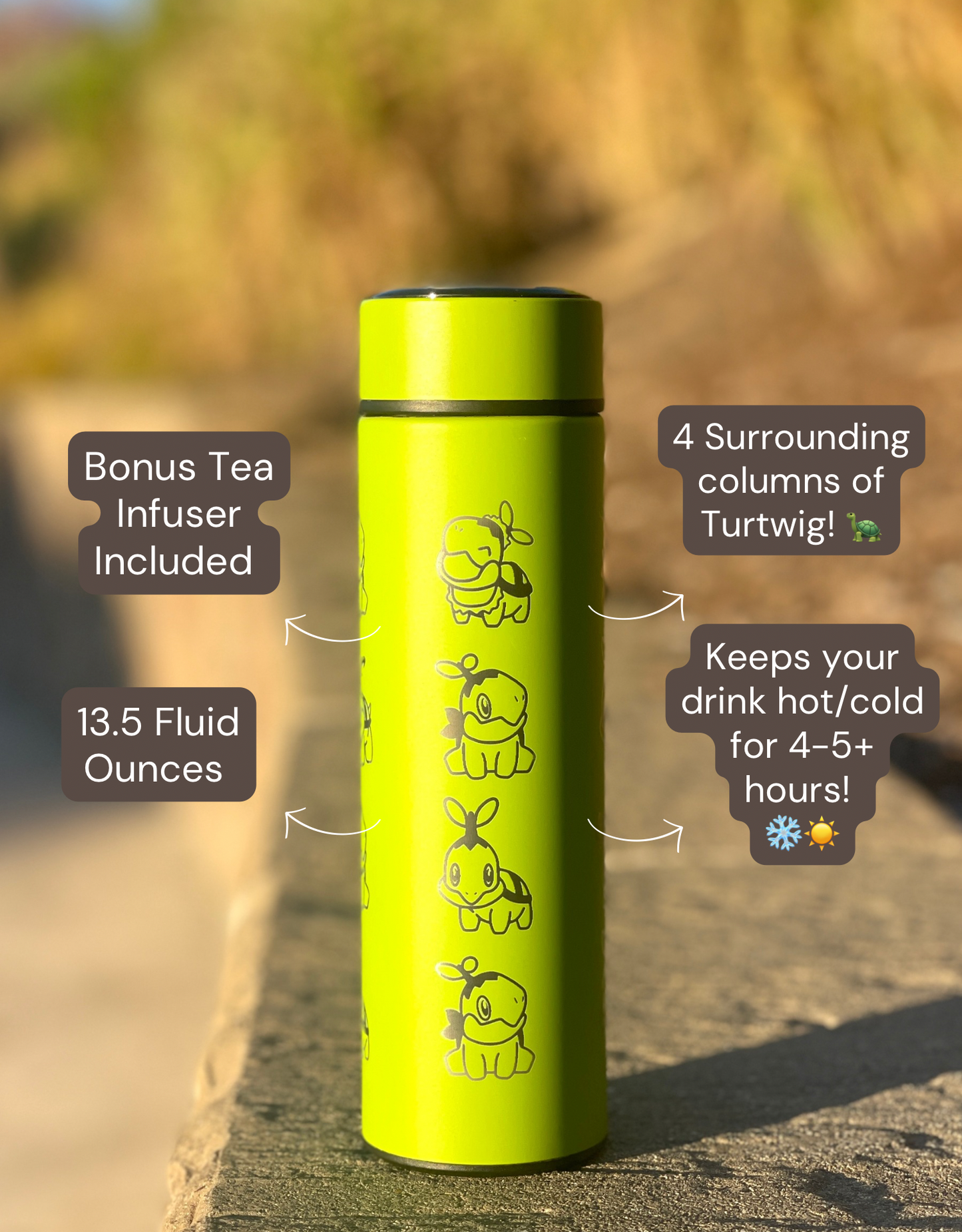 Turtwig Coffee Tumbler Tea Infuser with Sleeping & Angry Turtwig Maid  Waterbottle, Sinnoh Grass Starter Bottle Travel Mug, Anime Fan Birthday Gift