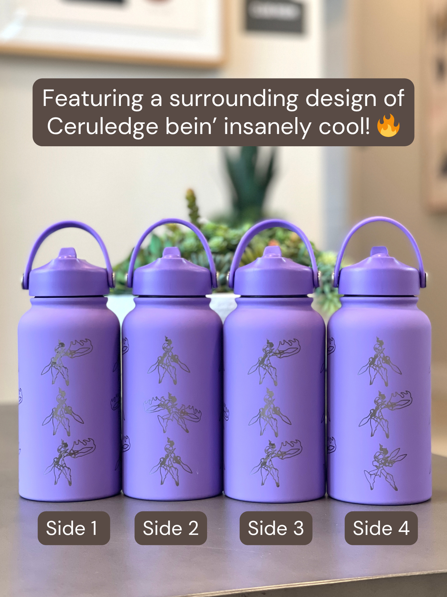 Ceruledge Water Bottle Engraved Waterbottle with Ceruledge Night Slash, Paldea Coffee Tumbler Thermos, Scarlet Violet Gamer Anniversary Gift