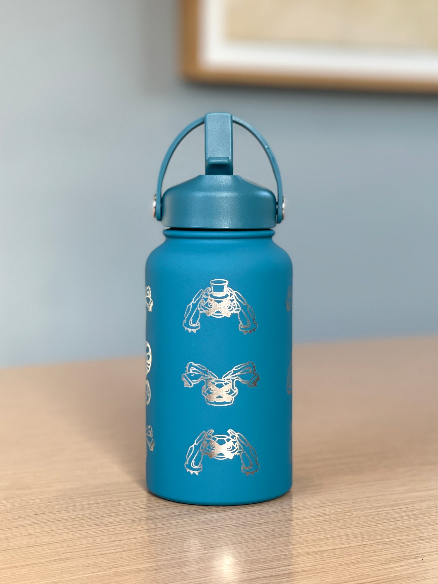 Metagross Water Bottle with Mega Metagross and Top Hat Sleeping Metagross Waterbottle, Thermos Gamer Birthday Gift