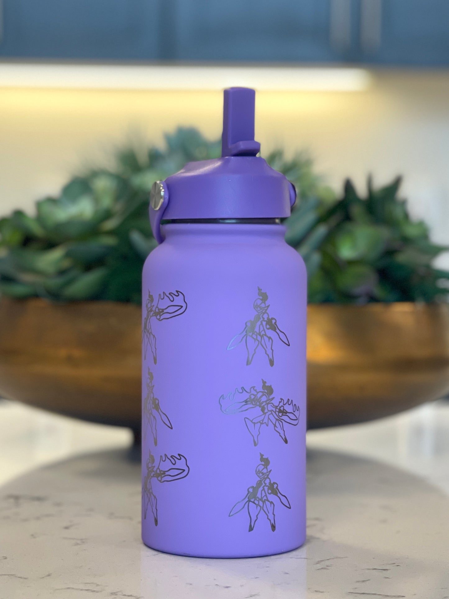 Ceruledge Water Bottle Engraved Waterbottle with Ceruledge Night Slash, Paldea Coffee Tumbler Thermos, Scarlet Violet Gamer Anniversary Gift