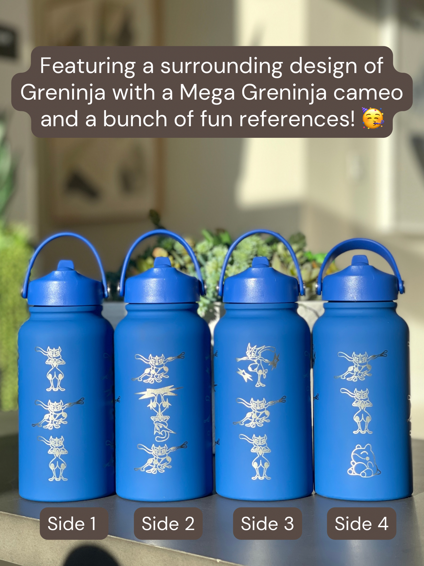 Greninja Water Bottle Engraved Waterbottle with Mega Greninja Coffee Tumbler, Substitute and Ashs Greninja Water Shuriken, Gamer Gift