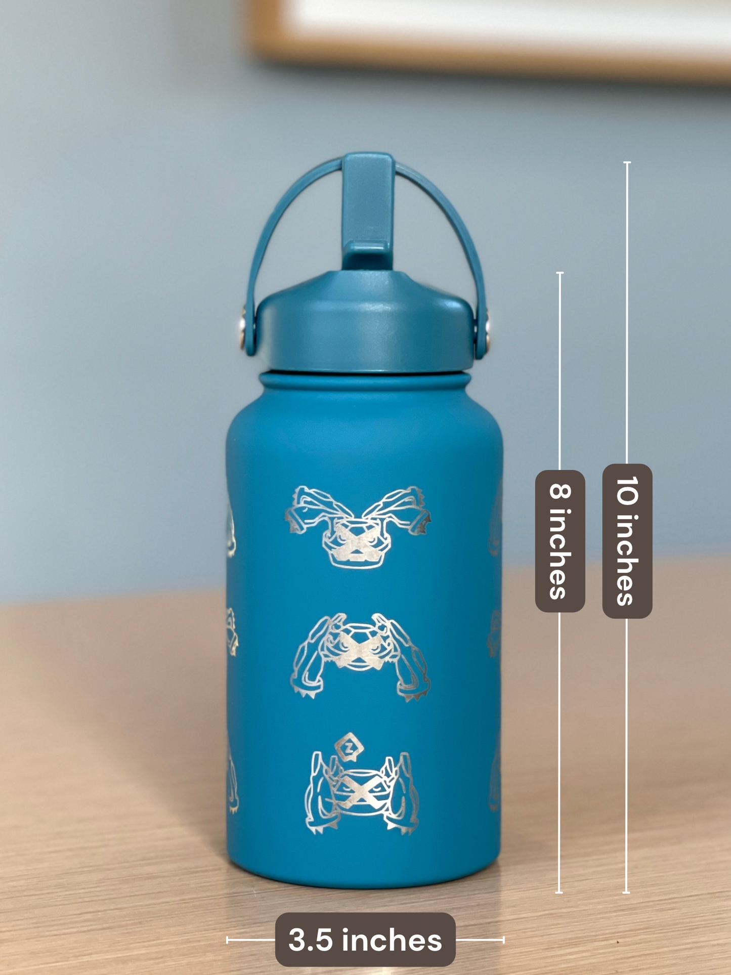 Metagross Water Bottle with Mega Metagross and Top Hat Sleeping Metagross Waterbottle, Thermos Gamer Birthday Gift