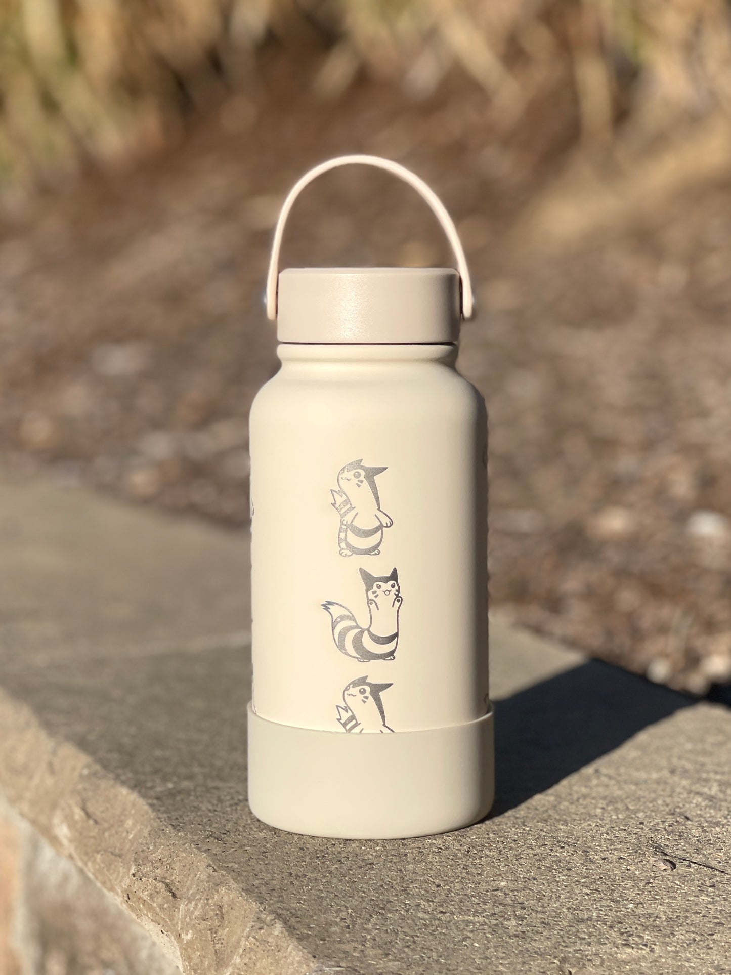 Furret Sentret Water Bottle Engraved Straw Waterbottle with Sleeping Furret, Cute Coffee Tumbler Thermos Flask, Gamer Anniversary Gift