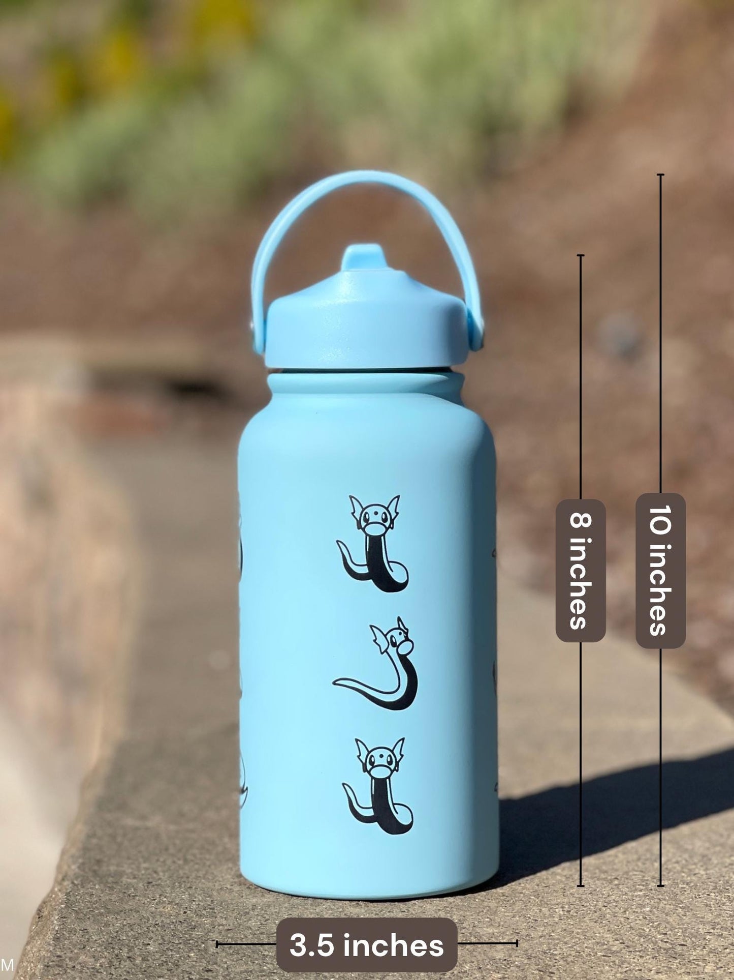Dratini Dragonair Water Bottle, Laser Engraved Coffee Tumbler with Sleeping Dratini, Anime Dragonite Fan Waterbottle Birthday Gift