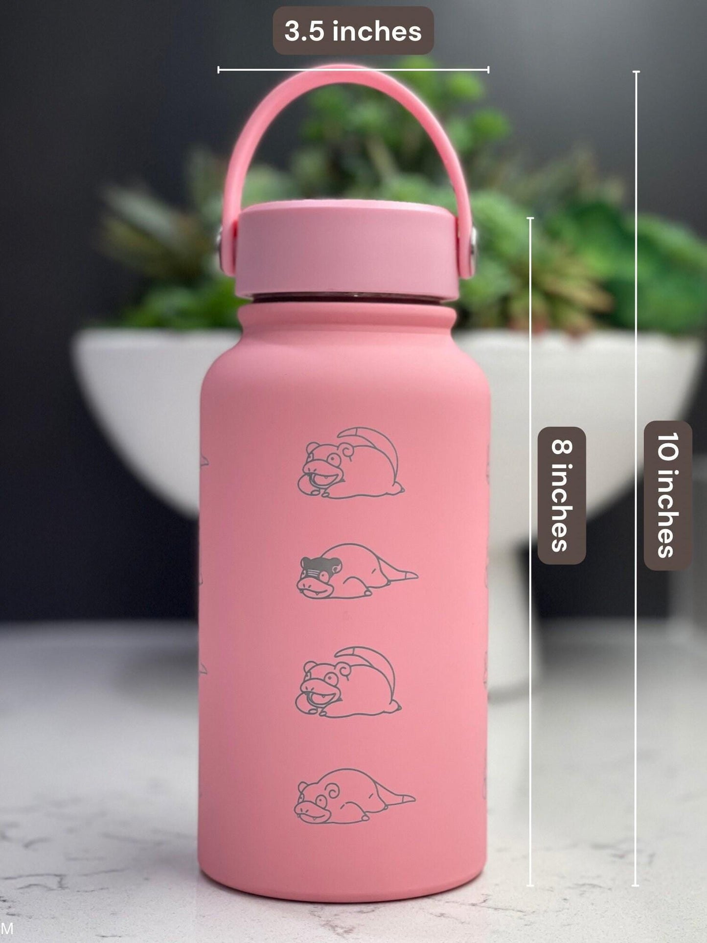 Slowpoke Water Bottle Coffee Tumbler with Galarian Slowpoke and Detective Hat, Engraved Waterbottle Travel Mug Anime Fan Birthday Gift